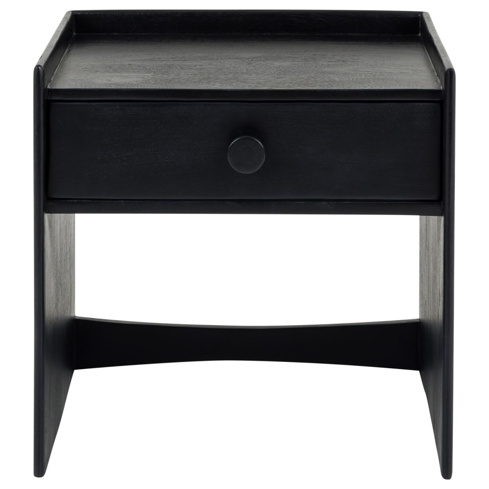 Table de chevet en bois massif avec 1 tiroir, noir