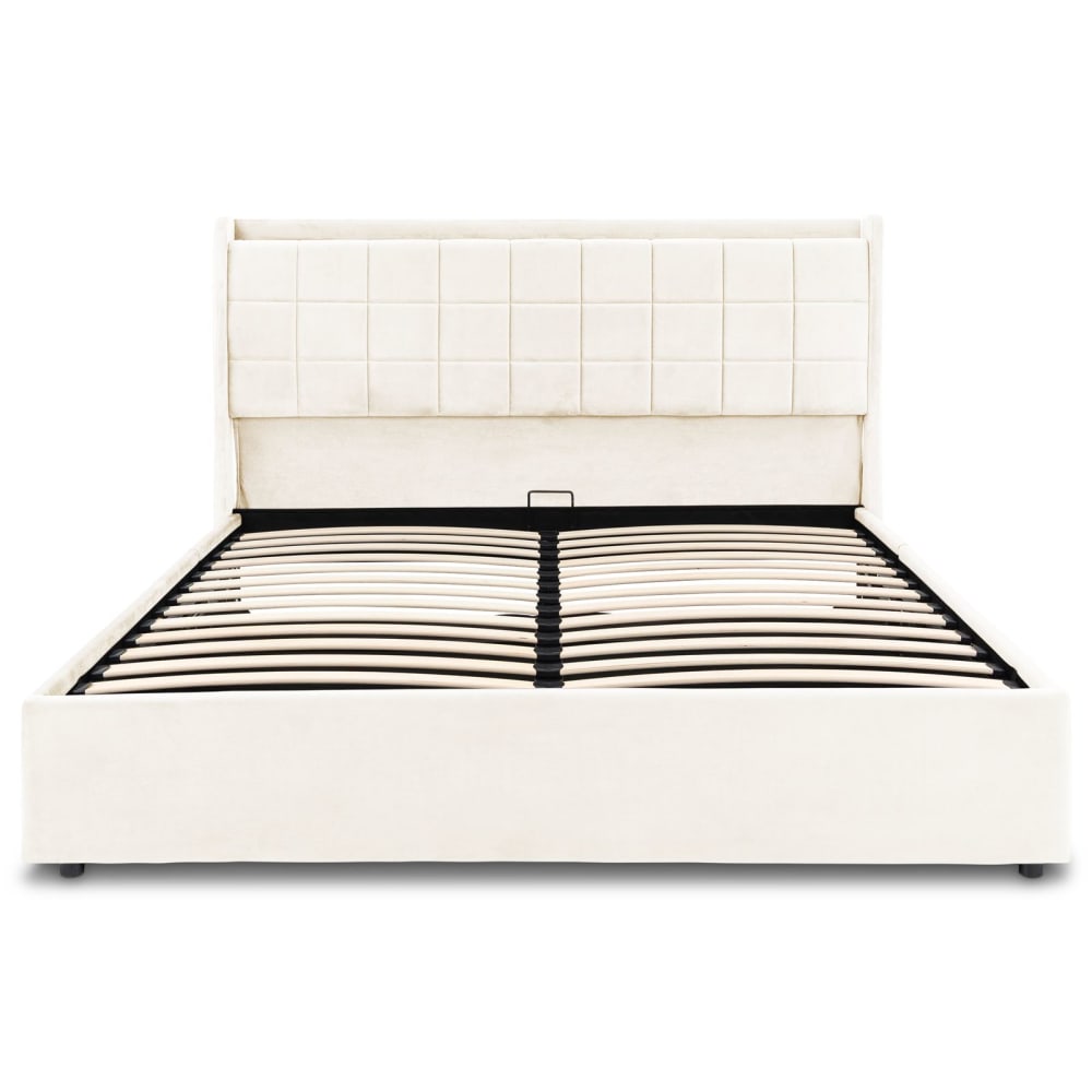 Lit coffre 160x200 rembourré avec sommier, blanc Lit coffre 160x200 rembourré avec sommier, blanc