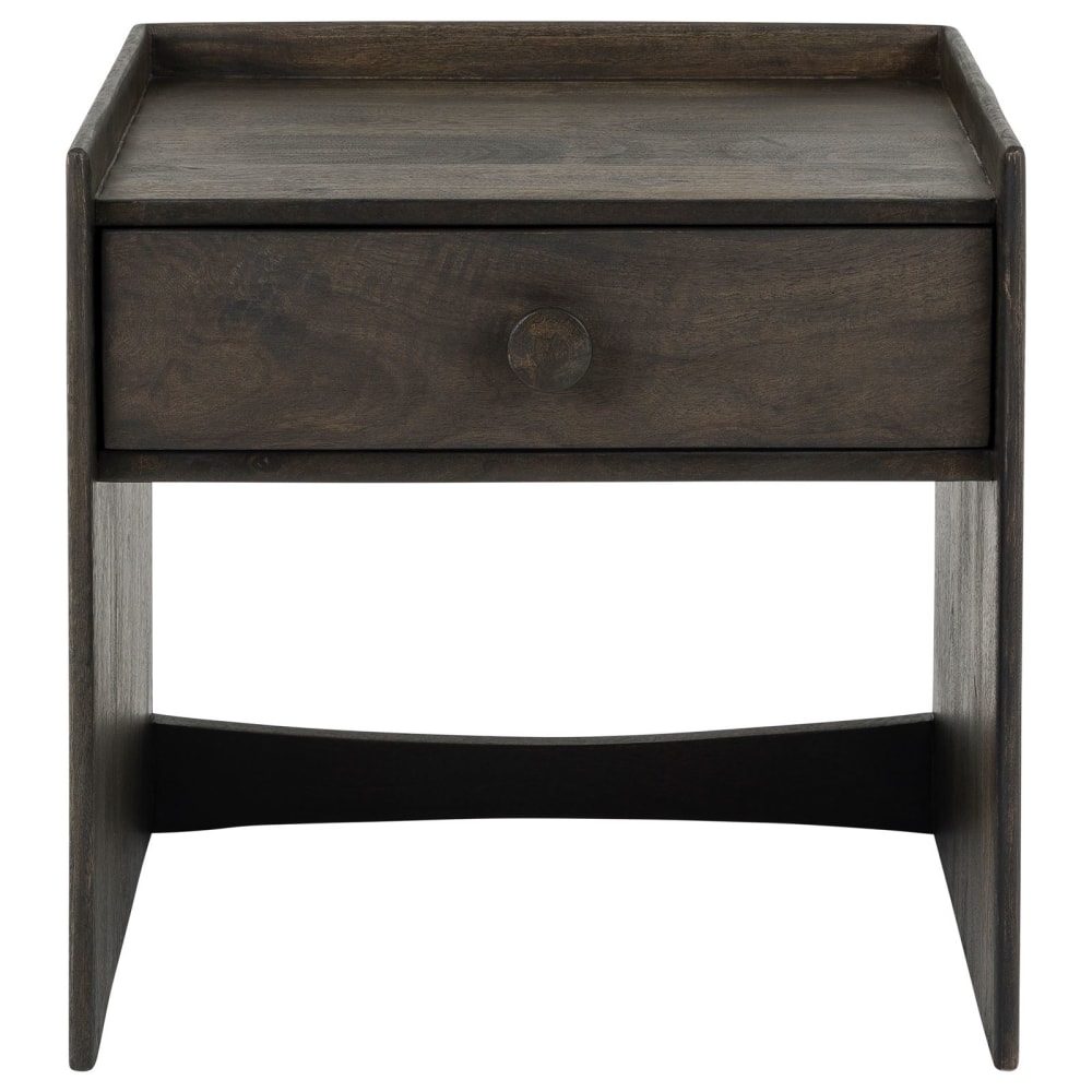 Table de chevet en bois massif avec 1 tiroir, brun