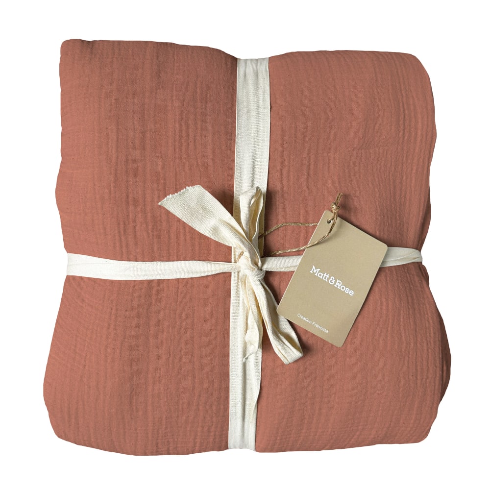 Housse de couette unie en coton terre cuite 140x200cm — vue 3