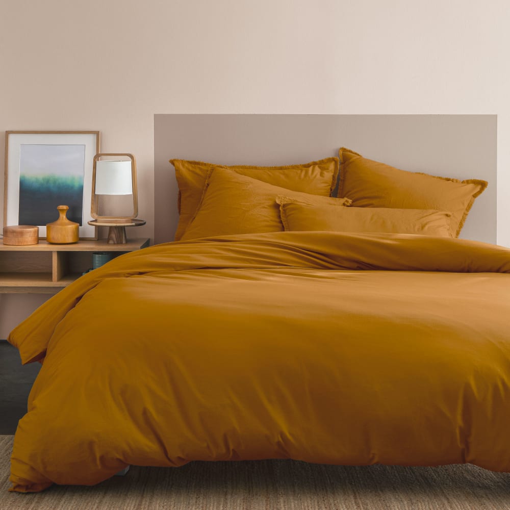 Parure de lit unie en - caramel