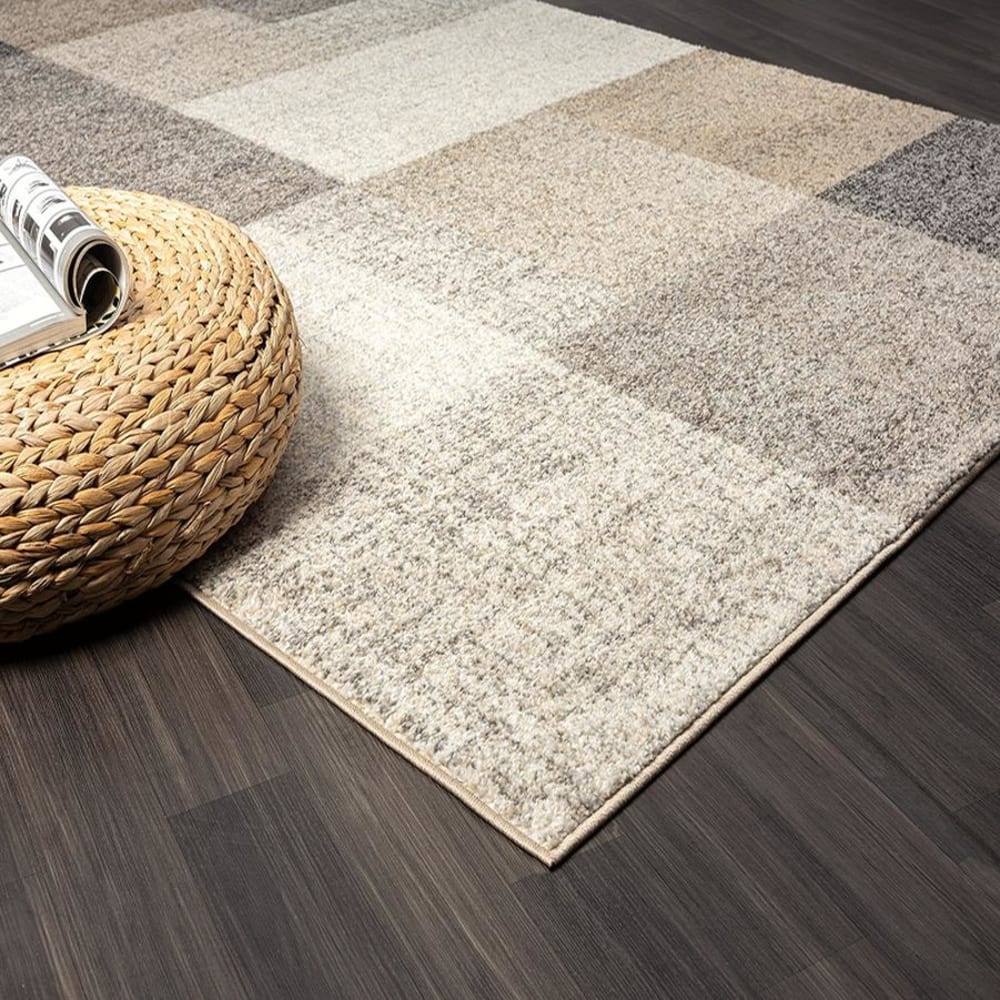 Tapis moderne salon géométrique contour, beige, 160 x 220 cm — vue 4