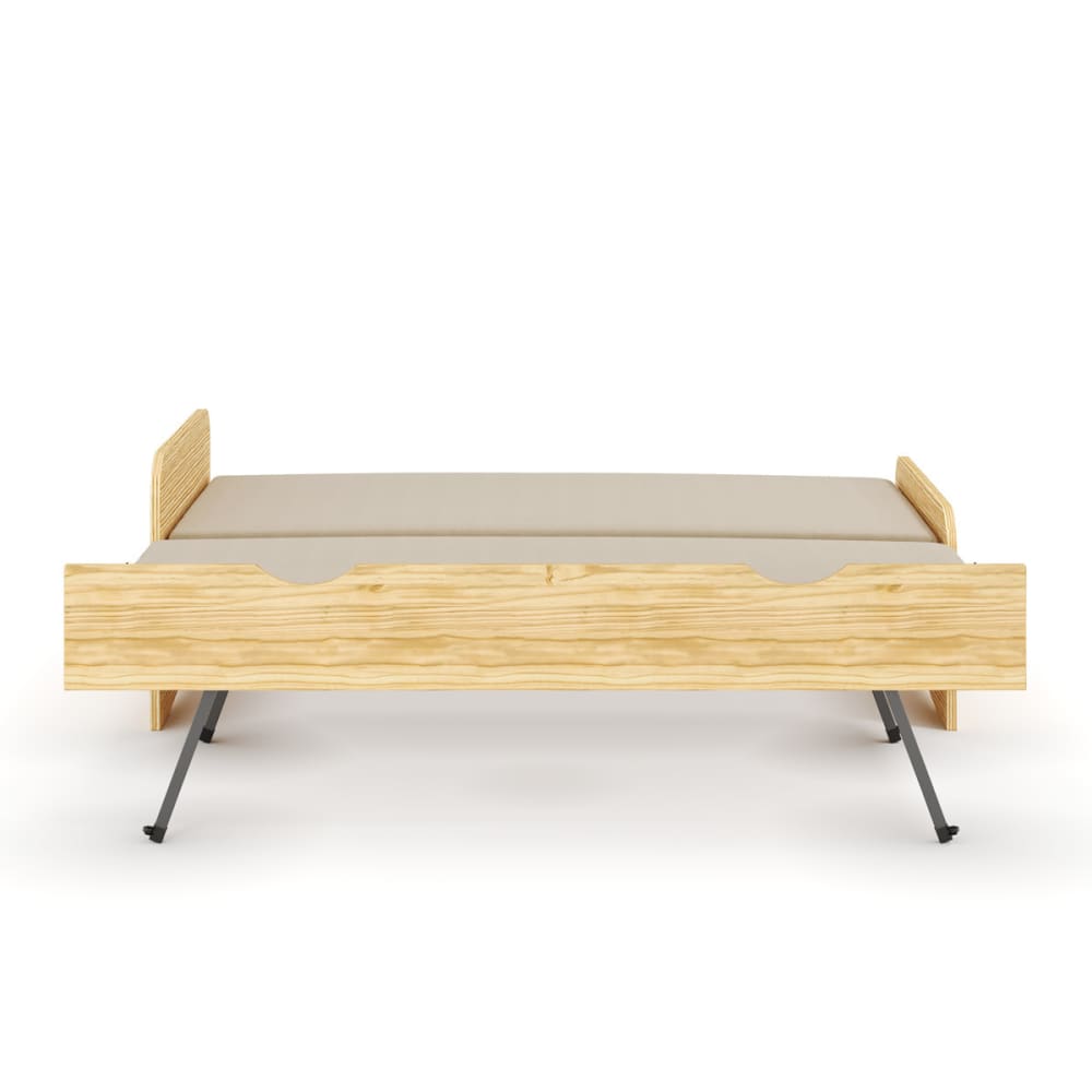 Lit gigogne avec matelas bois massif 90x200 cm (ID Kids) - Image 1
