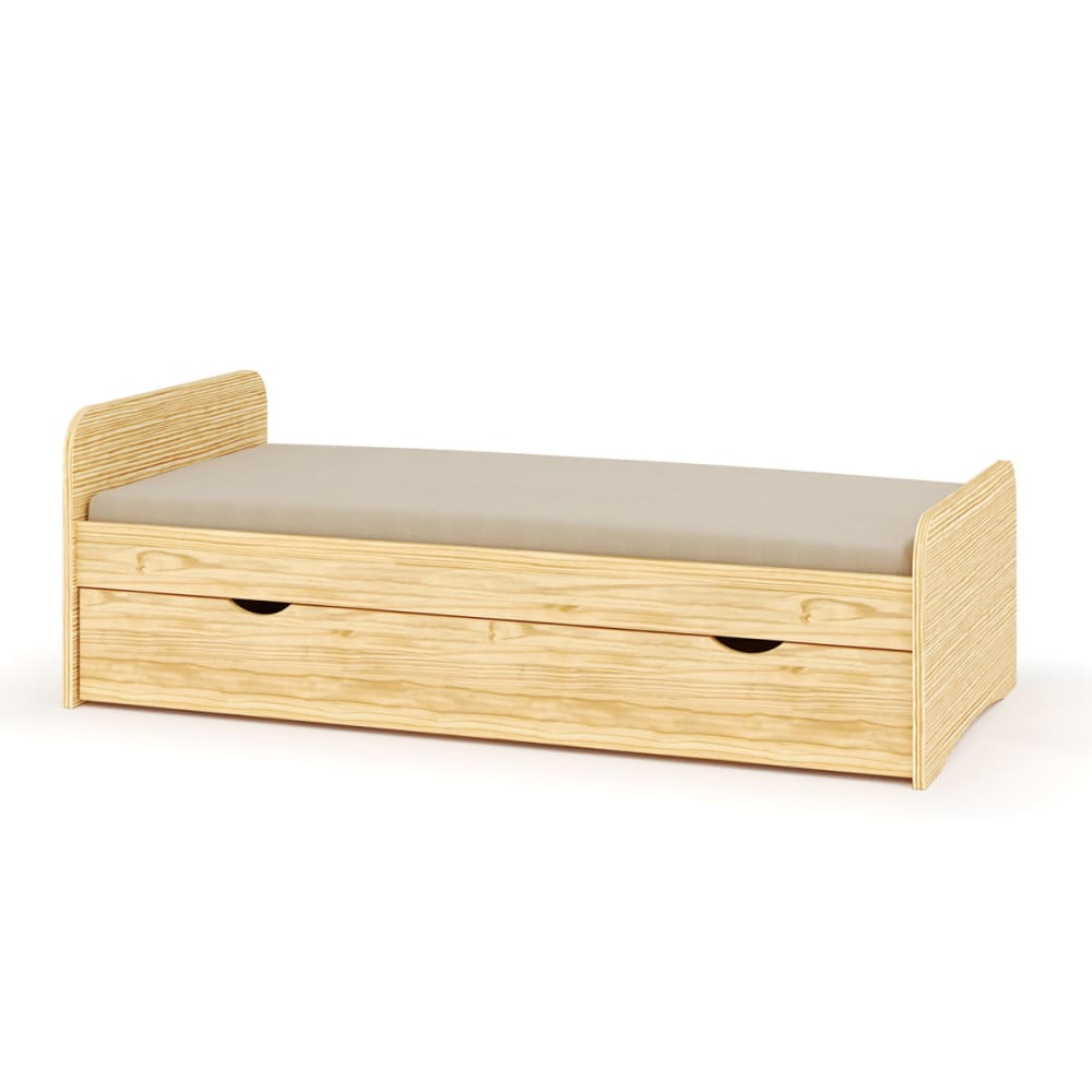 Lit gigogne avec matelas bois massif 90x200 cm (ID Kids) - Image 2