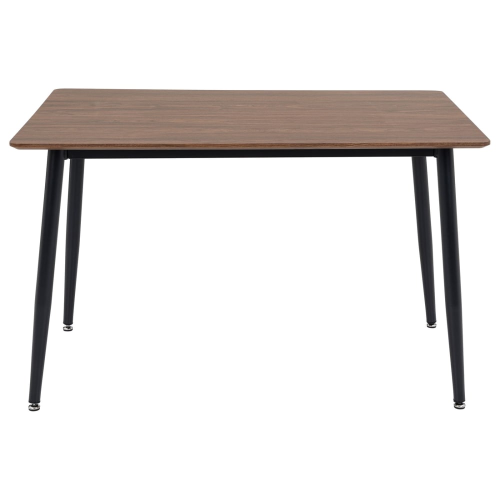 Table à manger rectangulaire, effet bois et métal, couleur noyer