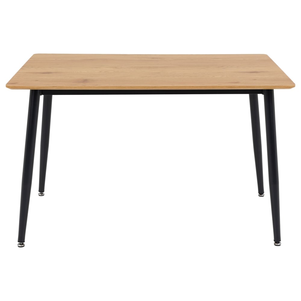 Table à manger rectangulaire, effet bois et métal, couleur chêne