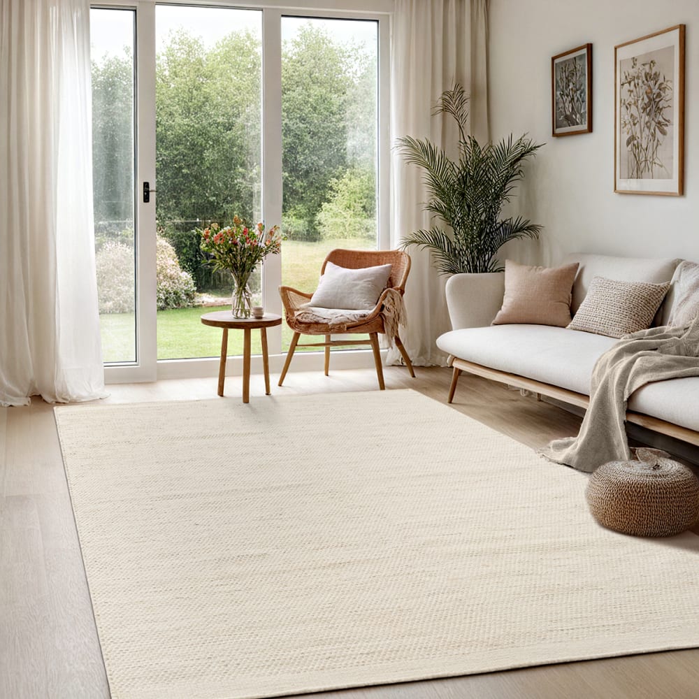 Tapis tissé main boho scandinave naturel, crème beige, 200 x 290 cm — vue 3