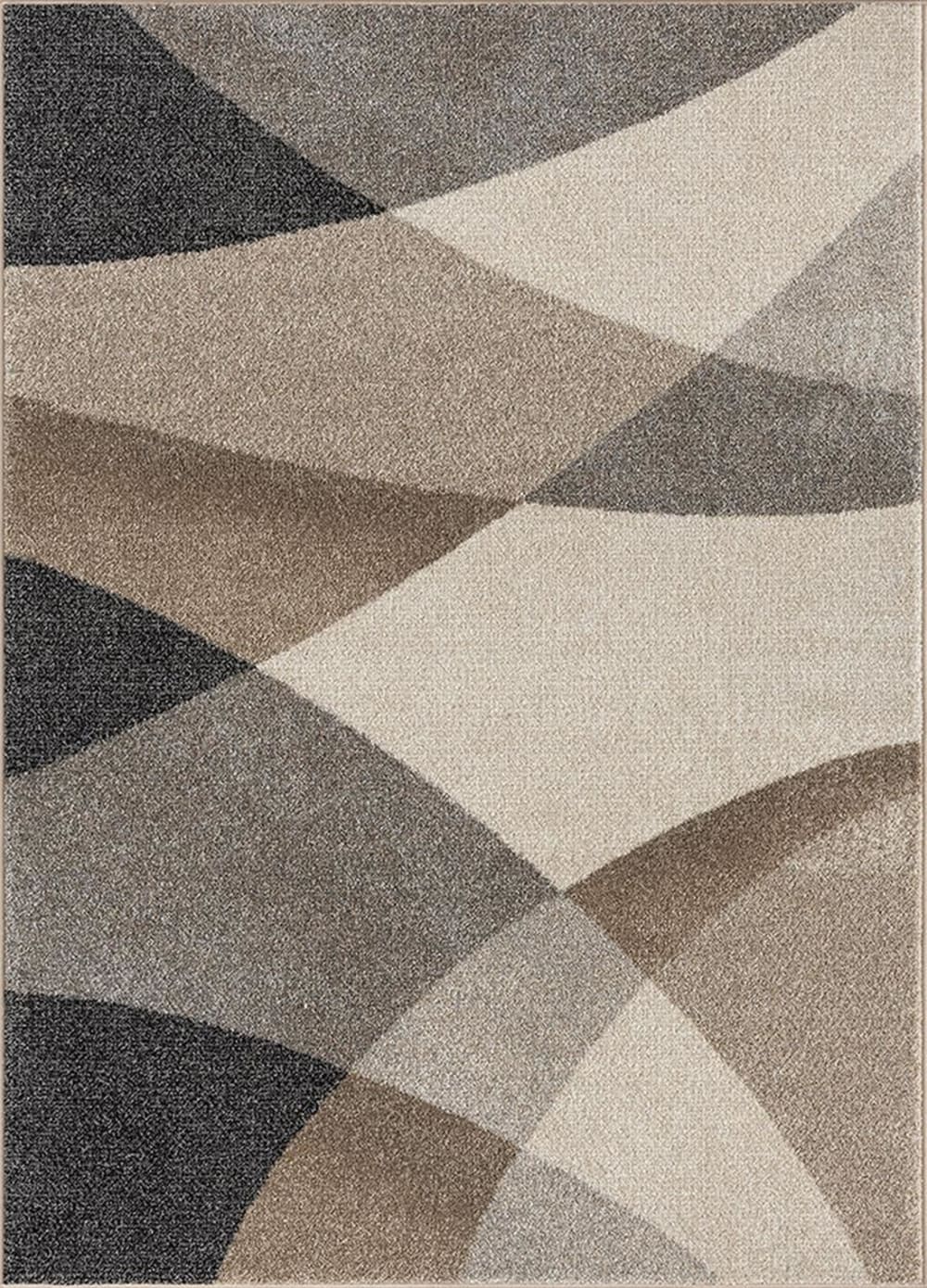 Tapis moderne salon contour, beige, 120 x 160 cm