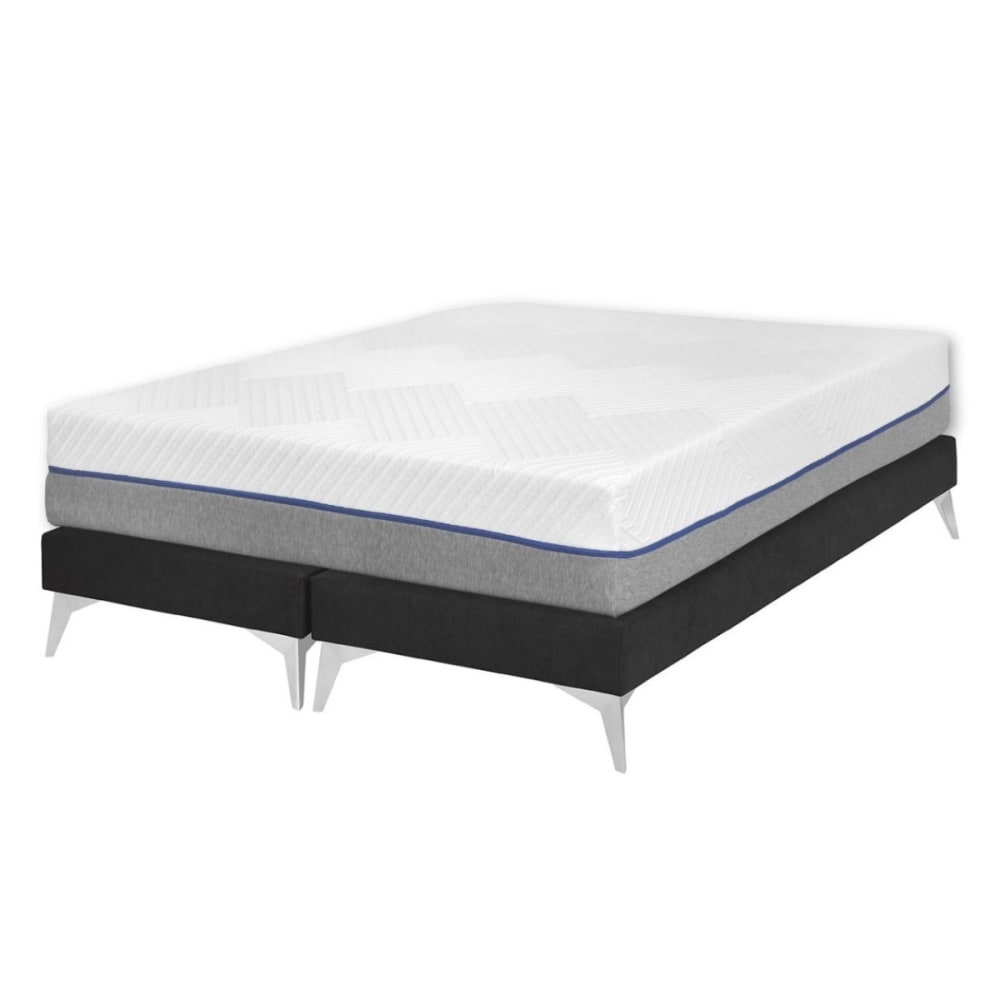 Pack 2 sommiers tapissiers avec matelas bois massif noir 70x190 cm