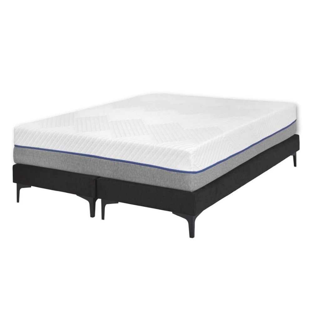 Pack de 2 sommiers tapissiers avec matelas bois massif noir 70x190 cm
