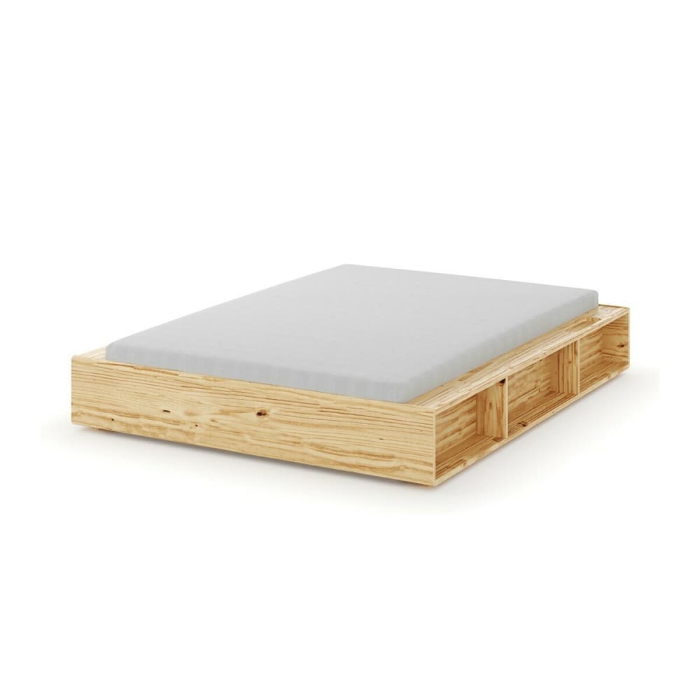 Pack lit avec rangements et matelas bois massif 140x200 cm