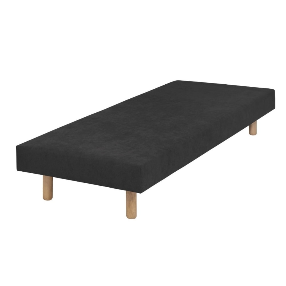 Sommier tapissier bois massif noir 70x190 cm