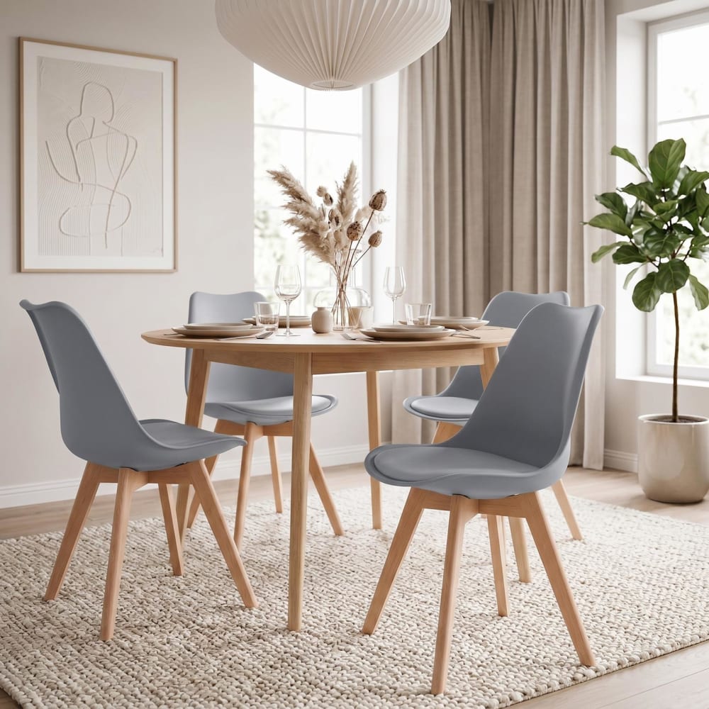 Chaise de salle à manger (x4) style scandinave, gris