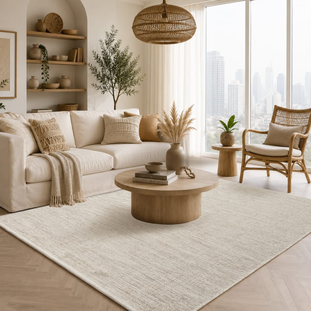 The carpet Teppich handgewebt wolle natur, creme, 120 x 170 cm style modern Beige