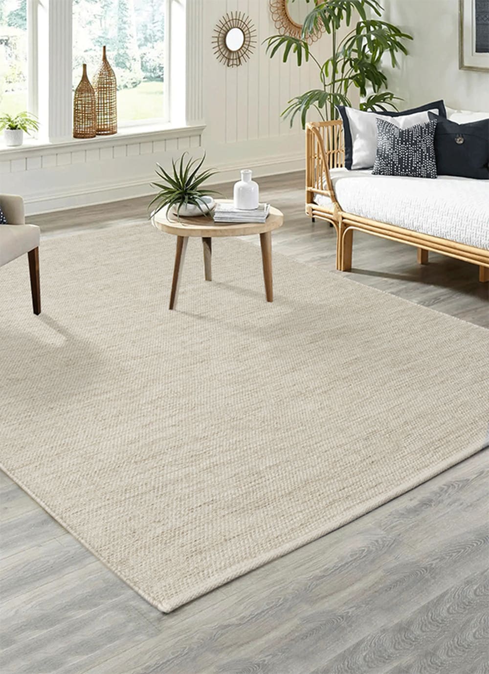 Tapis tissé main laine nature, crème beige, 200 x 290 cm — vue 3