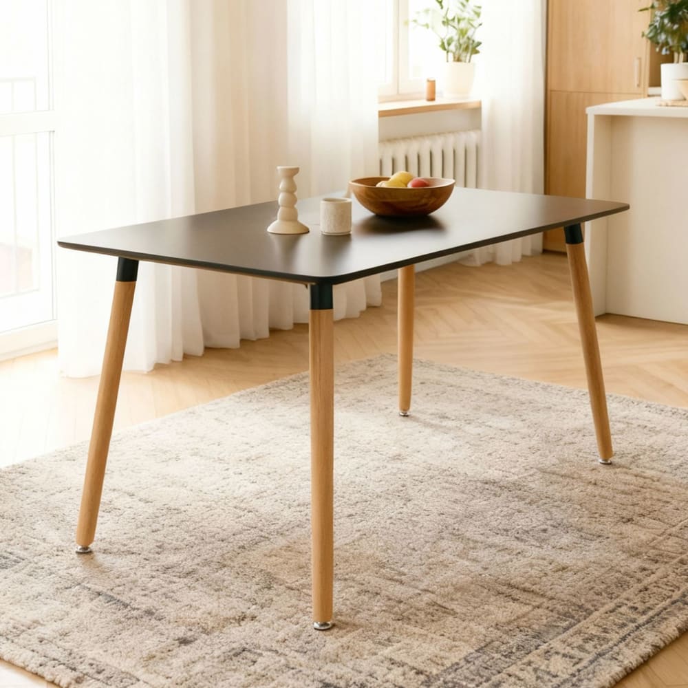 Esstisch mit Tischplatte 120 x 70 cm, schwarz - Maisons Du Monde
