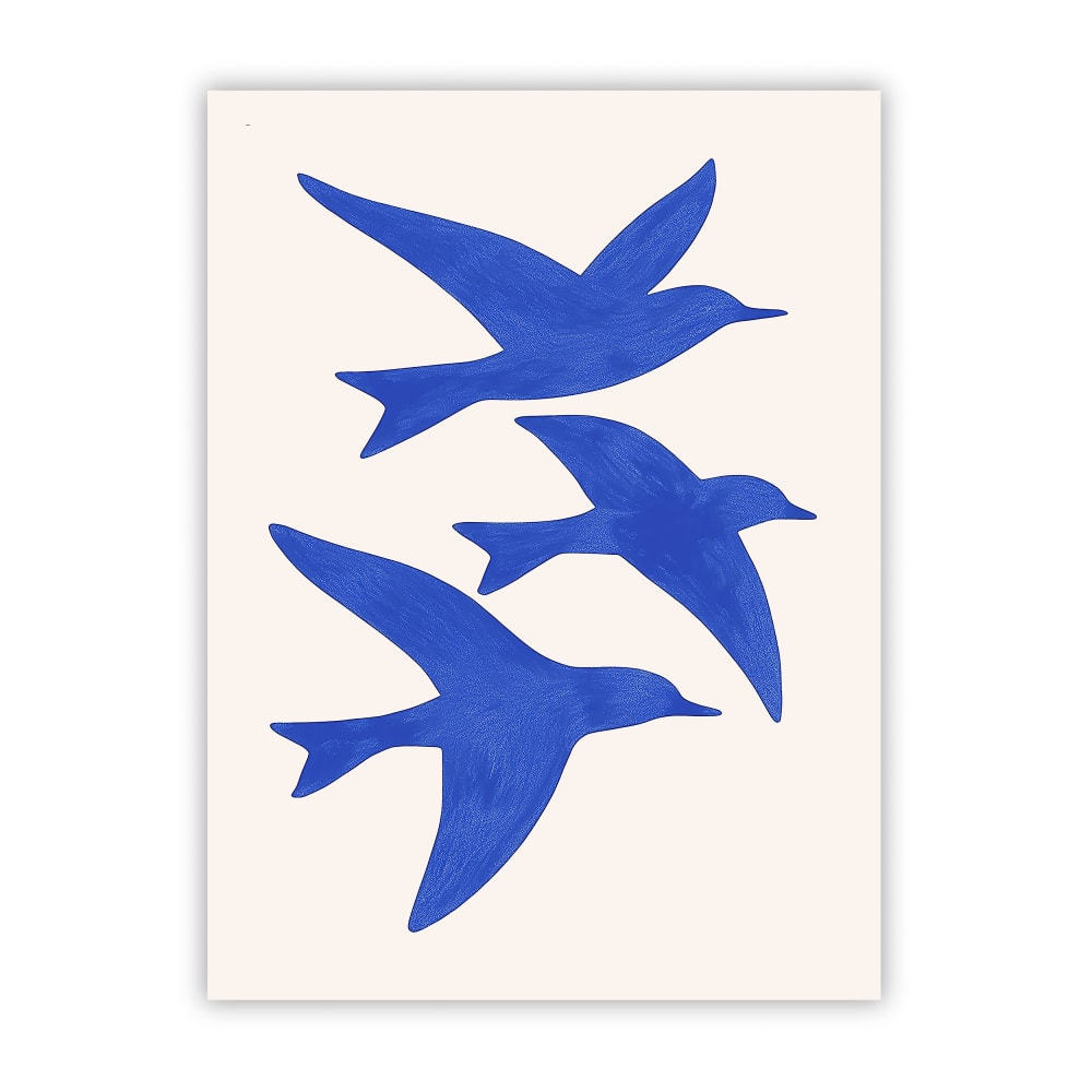 Poster Lab Poster blaue vögel, 50x70 cm - Papier