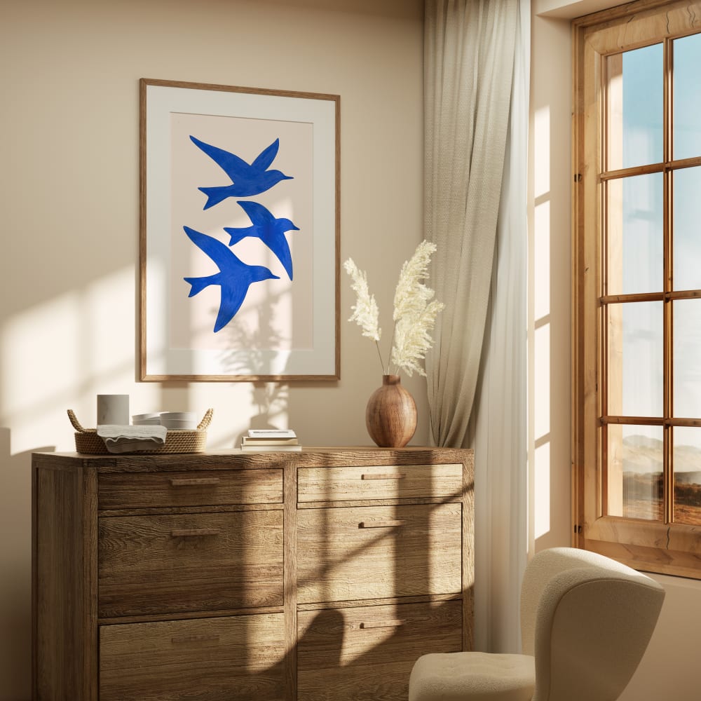Poster blaue vögel, 50x70 cm - Maisons Du Monde