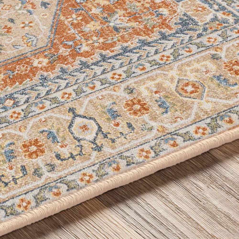 Tapis vintage lavable en machine orange/jaune 200x275 — vue 4
