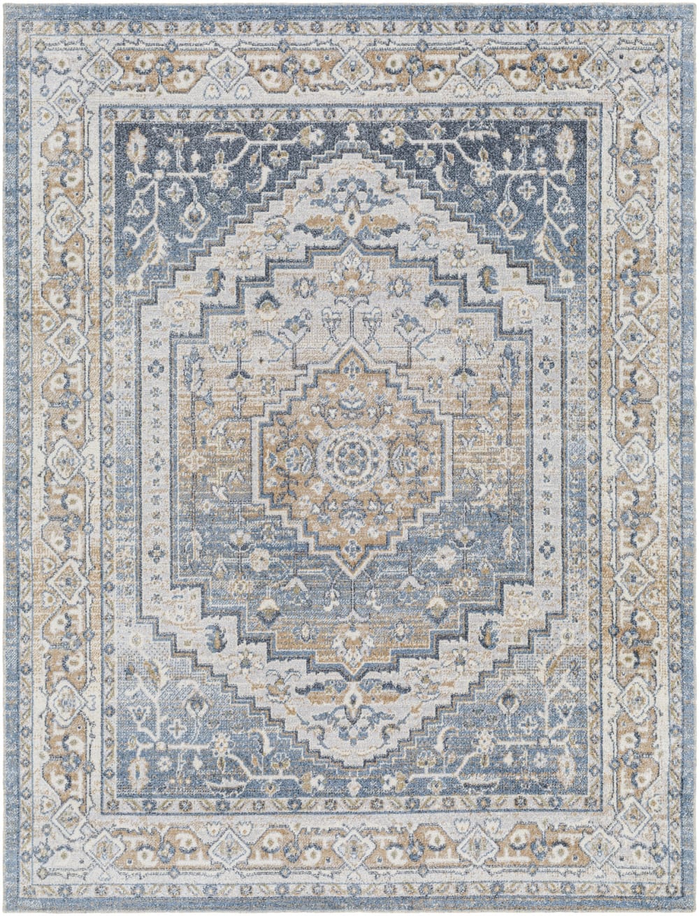 Tapis Vintage Lavable en Machine Bleu/Gris 200x275