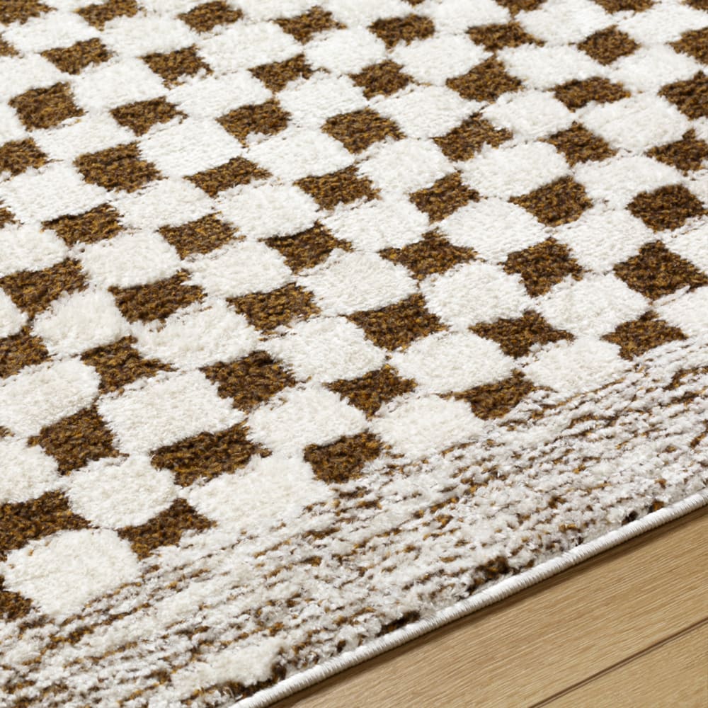 Tapis moderne à motif damier marron 160x213 — vue 4