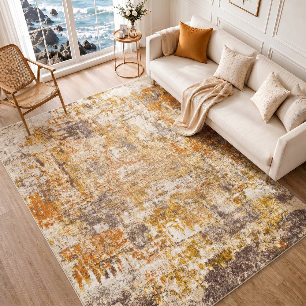 Tapis abstrait moderne orange 160x213 — vue 3