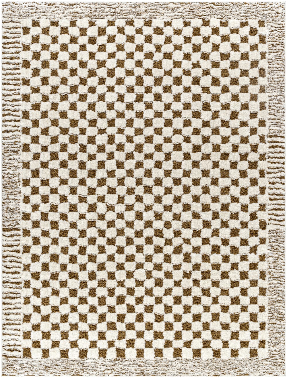 Tapis Moderne à Motif Damier Marron 200x275