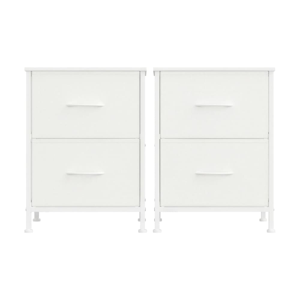 Table de chevet avec 2 tiroirs lot de 2 cadre en acier blanc