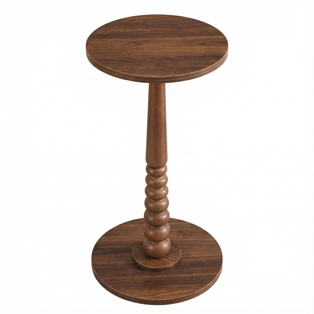Bout de canapé petite table basse ronde bois marron