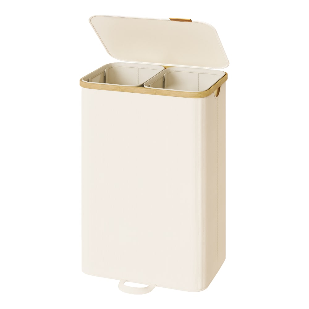 Panier à linge 2 compartiments avec sacs 150 l en tissu beige — Beyit