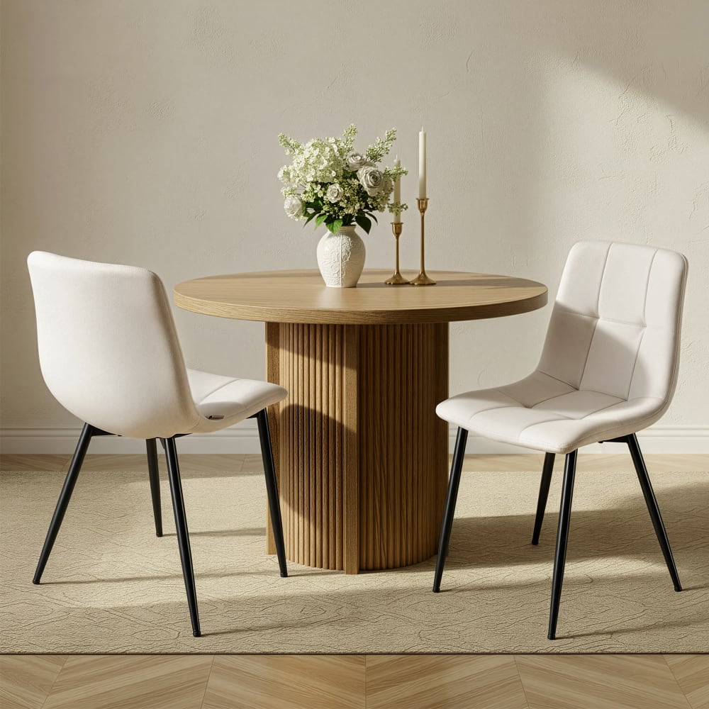 Lot de 4 chaises rembourrées chaises de salle à manger beige