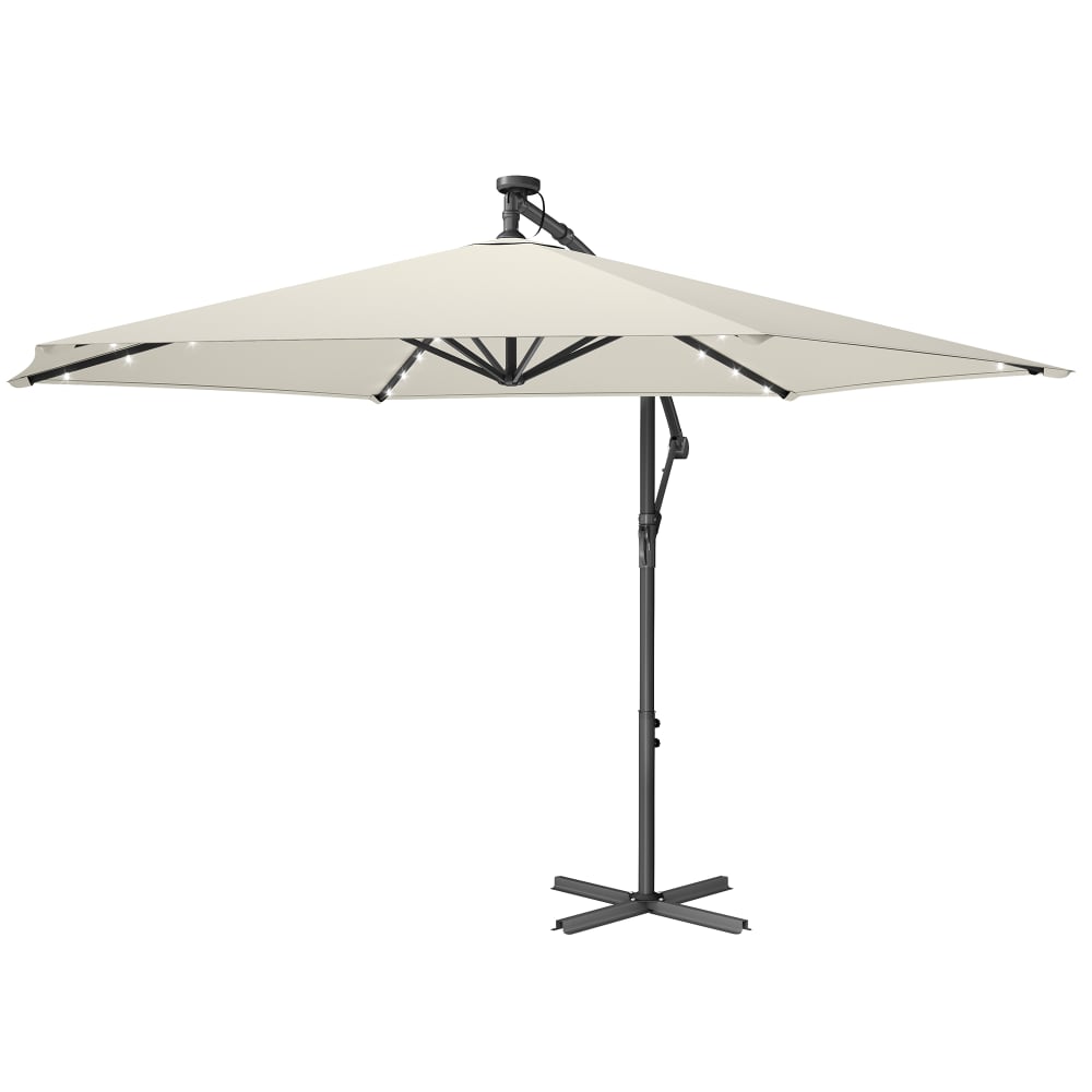 Parasol de diamètre manivelle d’ouverture et de fermeture beige