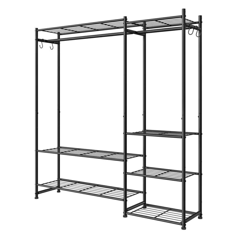 Armoire métallique ouvert avec 2 tringles et 7 étagères noir Acier