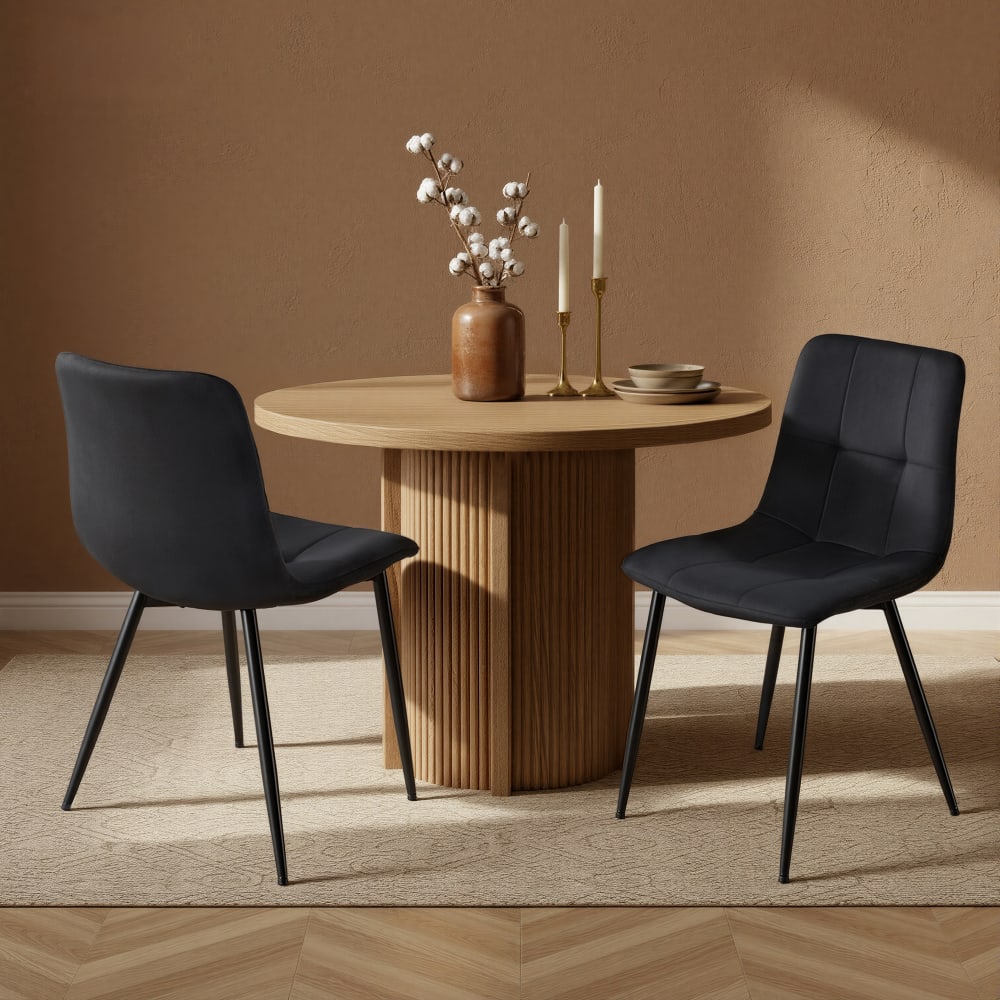 Lot de 4 chaises rembourrées en velours chaises de salle à manger noir