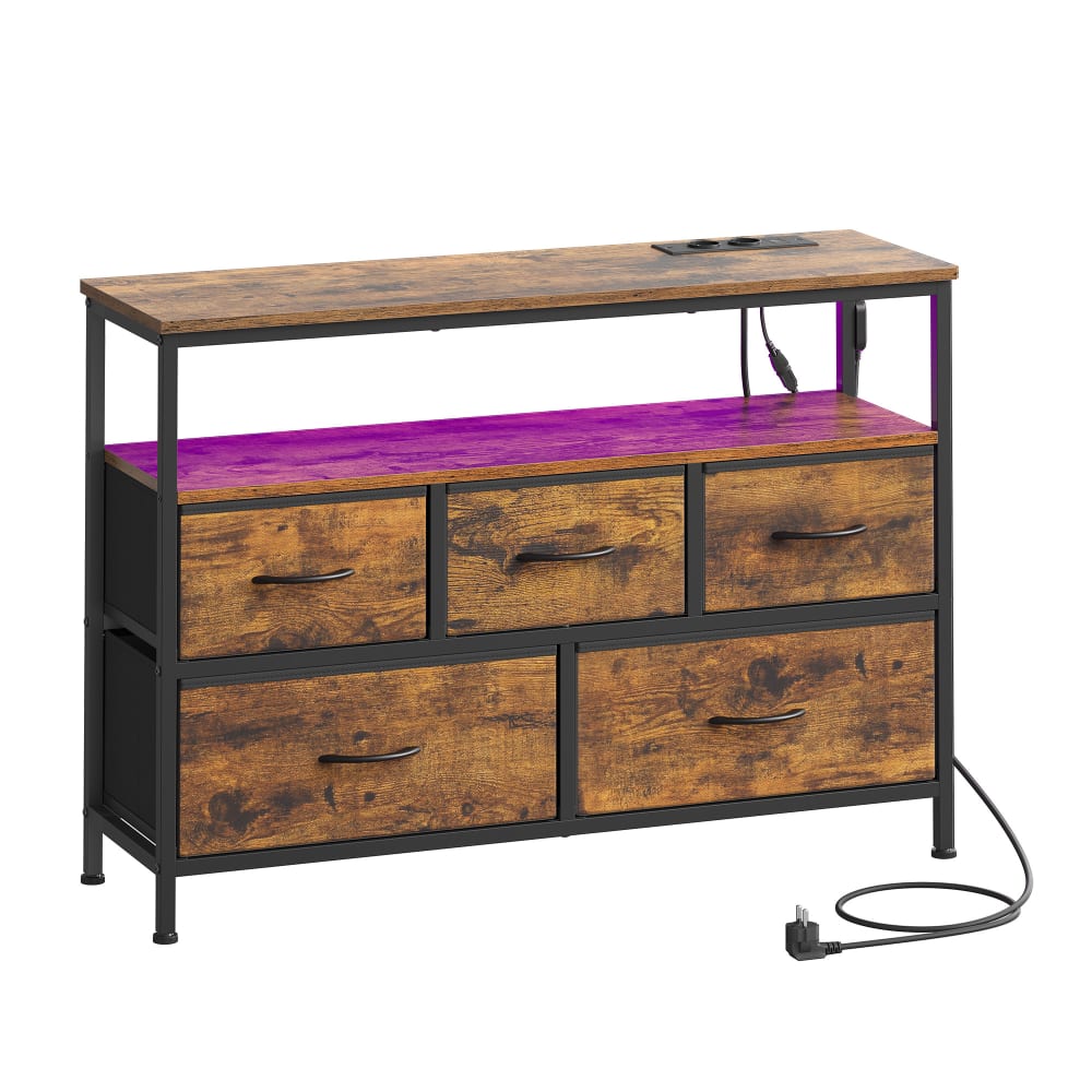 Commode 5 tiroirs en tissu chambre marron et noir