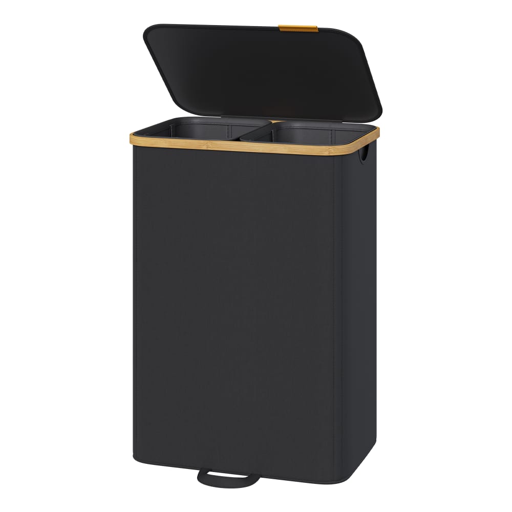 Panier à linge 2 compartiments 150 l noir tissu Oxford