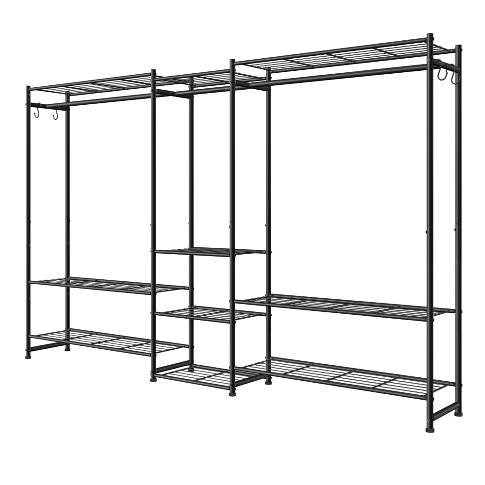 Armoire métallique ouvert avec 3 tringles et 10 étagères noir Acier