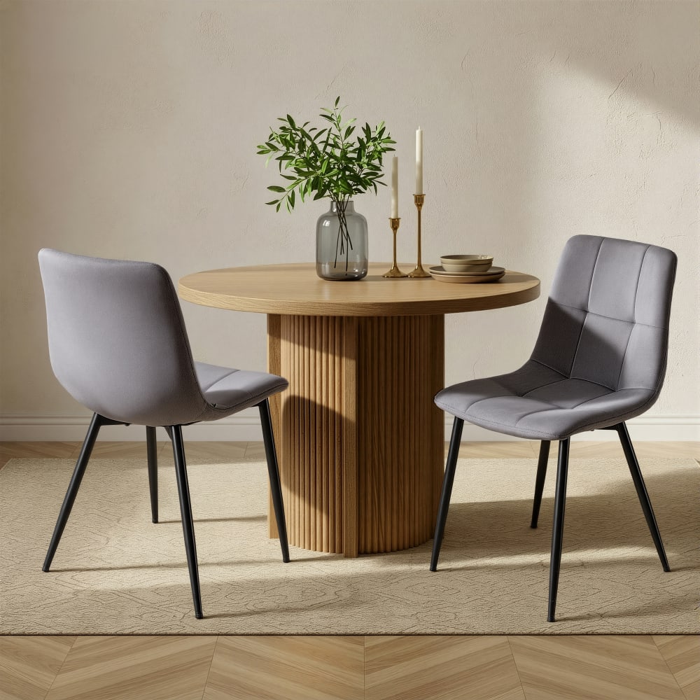 Lot de 4 chaises rembourrées chaises de salle à manger gris