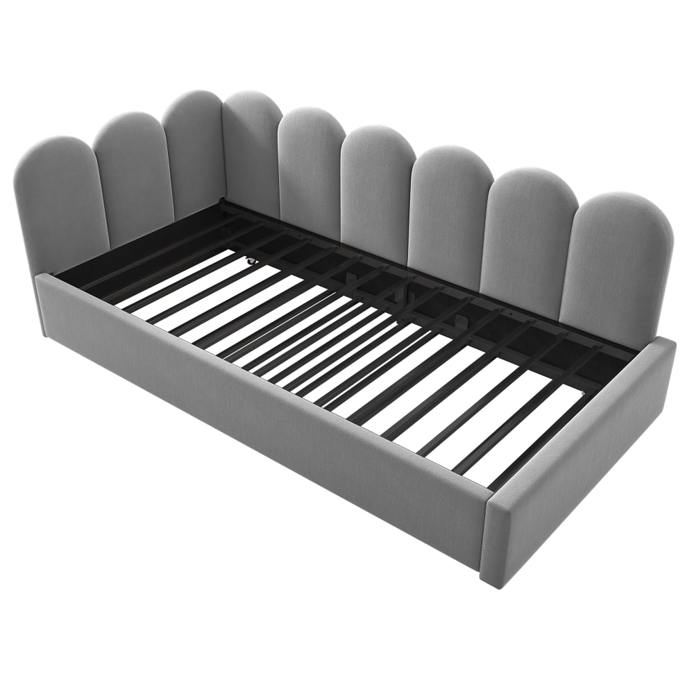 OKWISH Kinderbett aus Samt mit Ausziehbett 90x200 cm, grau Samt Baby