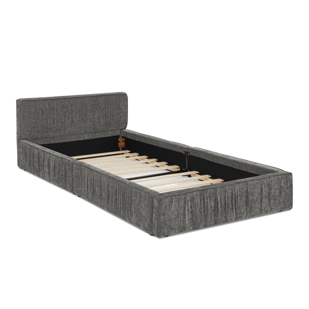 Lit enfant en métal gris foncé avec plis 90 x 200 cm