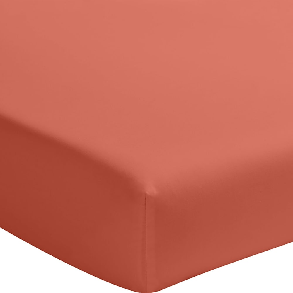 Drap housse percale de coton terre de sienne 140x190 cm