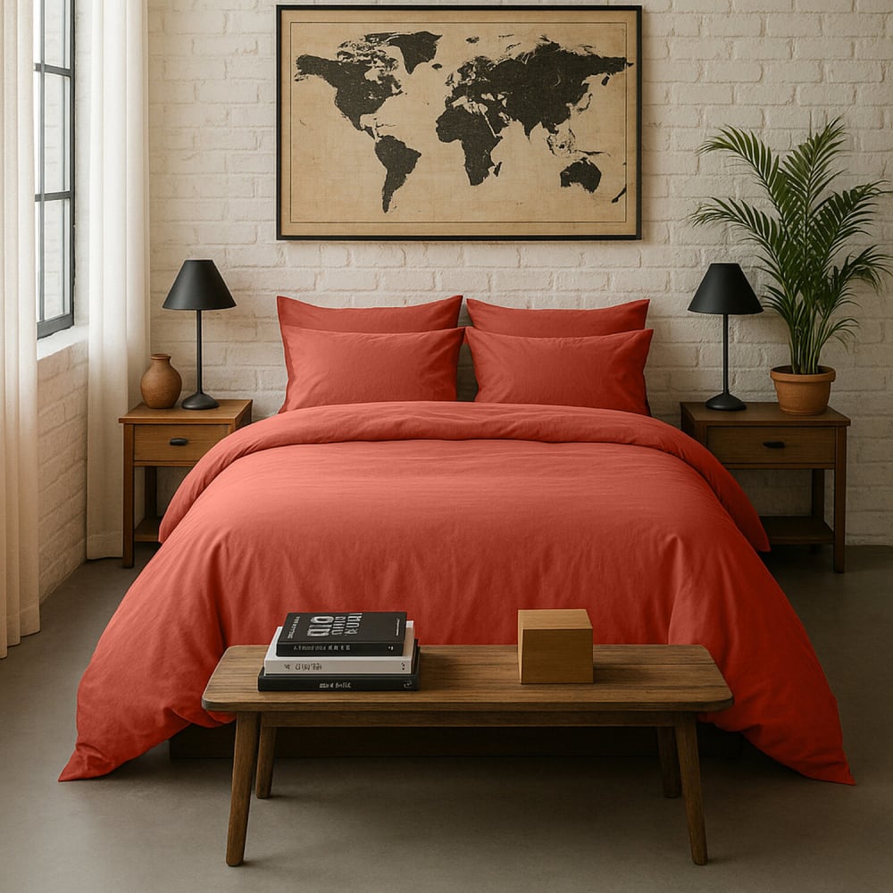 Drap housse percale de coton terre de sienne 140x190 cm — vue 4