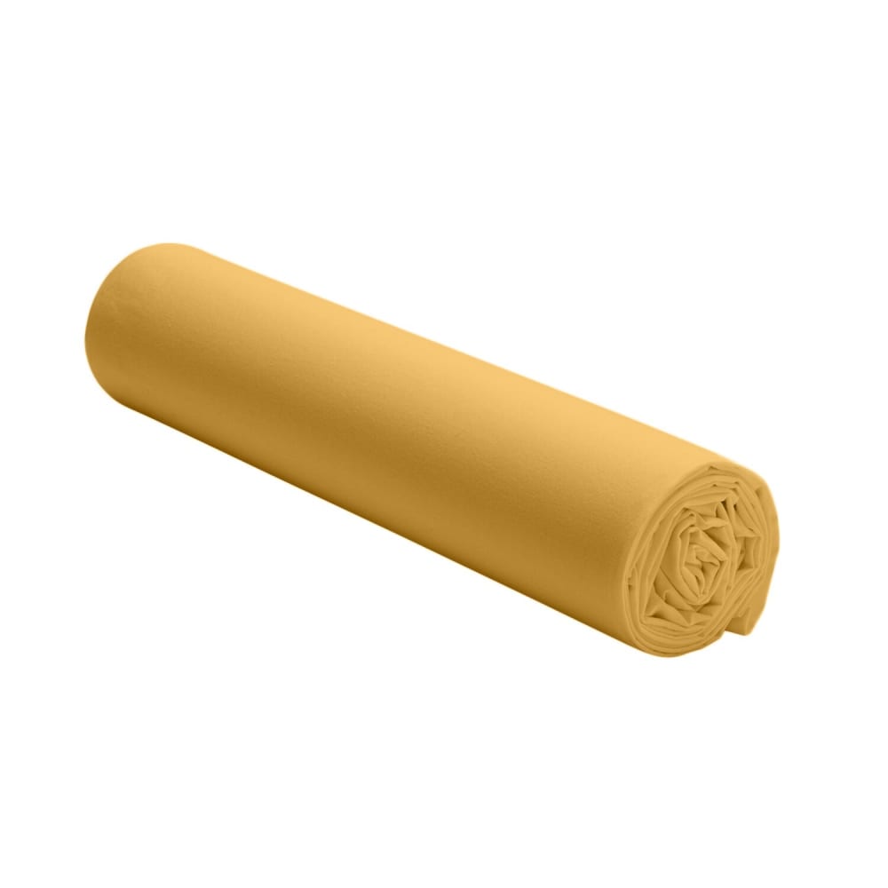 Drap housse percale de coton jaune moutarde 140x190 cm — vue 3