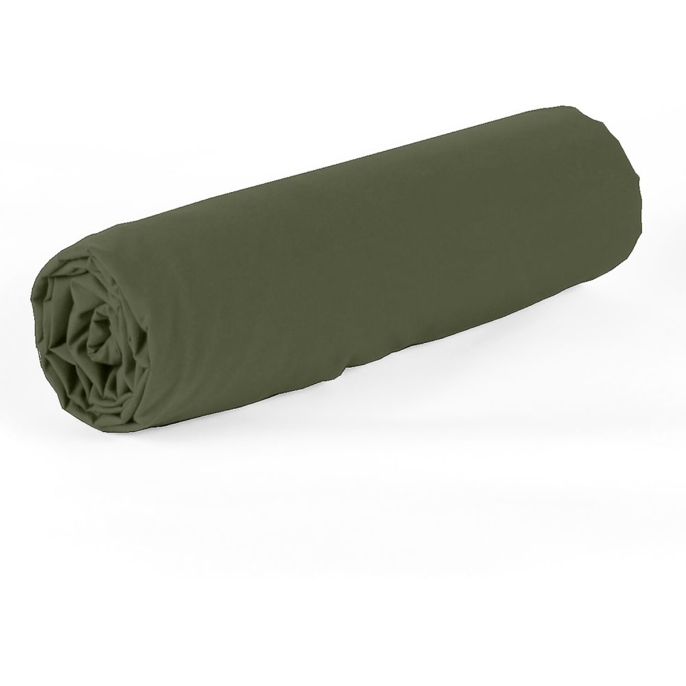 Drap housse percale de coton kaki 160x200 cm — vue 3