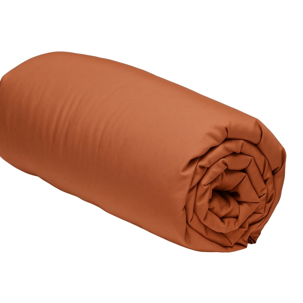 Drap housse percale de coton terracota 160x200 cm — vue 3