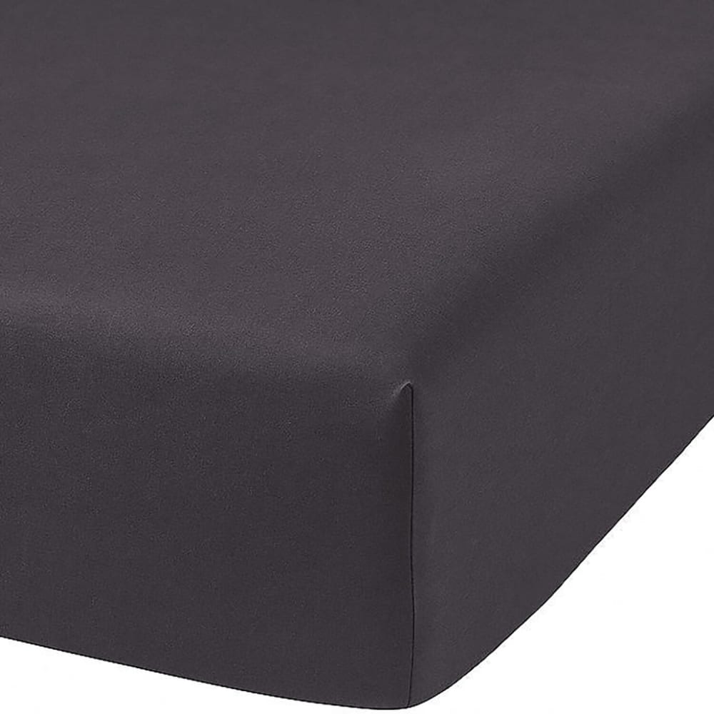 Drap housse coton anthracite 160x200 cm