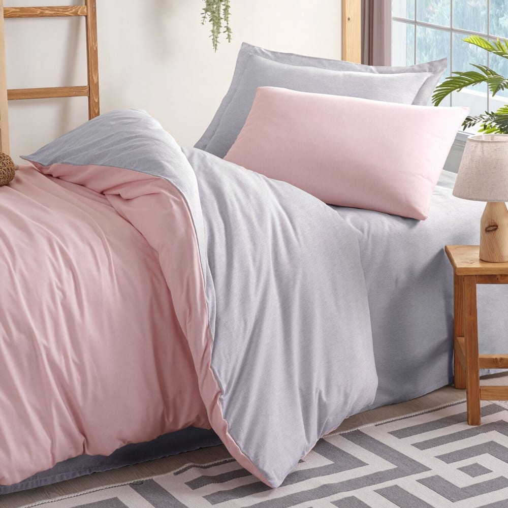 Parure de lit enfant en polycoton uni gris clair + 1 taie 140x200 cm