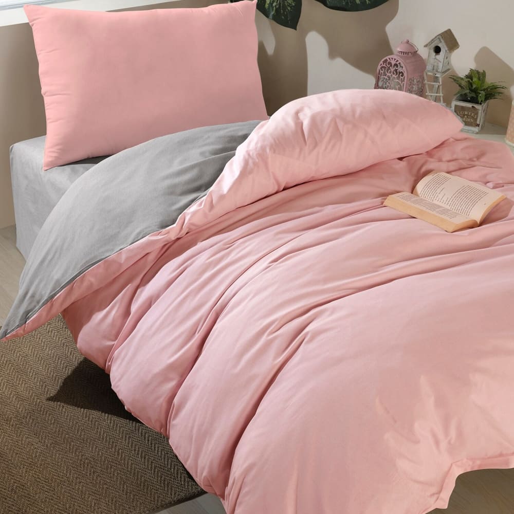 Parure de lit enfant en polycoton uni gris clair + 1 taie 140x200 cm - Maisons du Monde