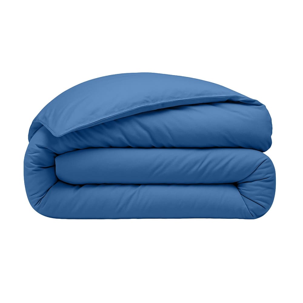 Housse de couette percale coton bleu 260x240 cm — vue 3