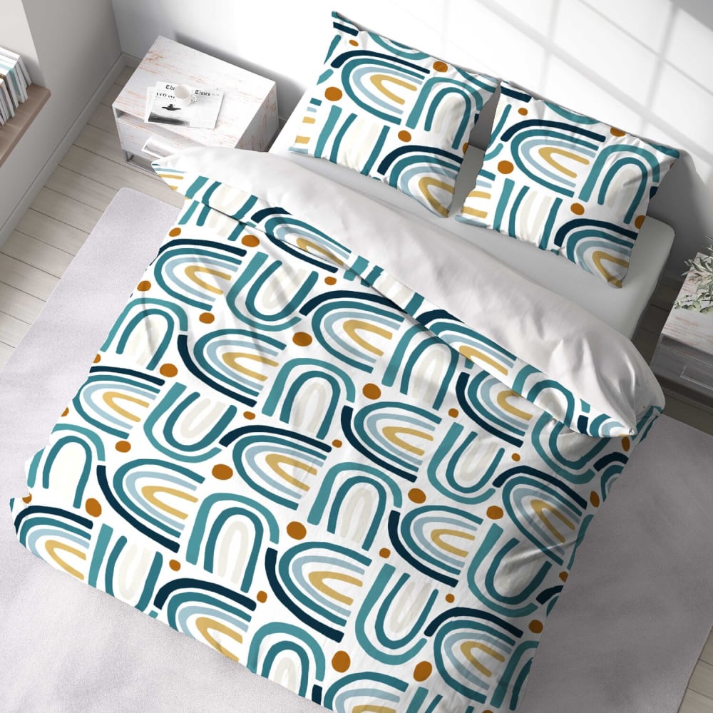 Parure housse de couette polyester imprimée + 2 taies 260x240 cm